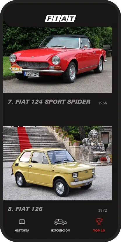 selección top 10 autos sección 2 fiat app